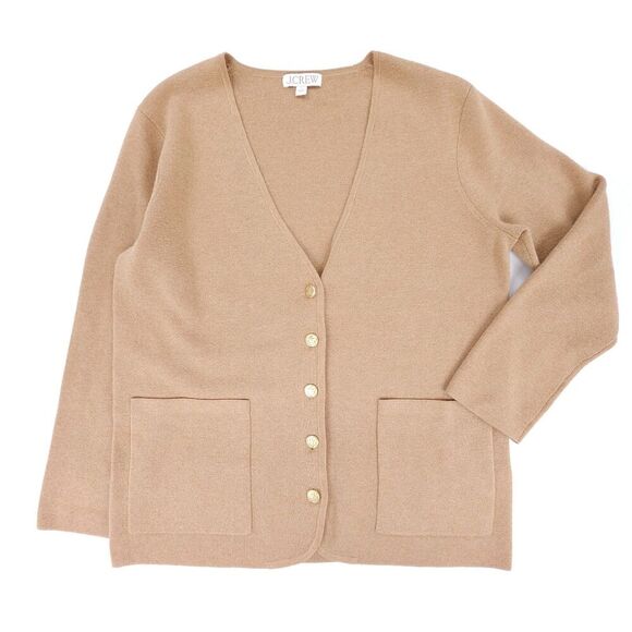 J CREW Wool Giselle V-Neck Sweater-Blazer Old Money Cardigan Camel Quiet Luxury - Picture 7 of 9